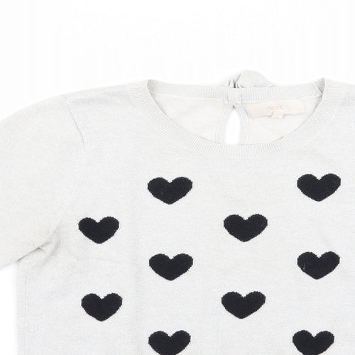 NEXT Womens Silver   Basic T-Shirt Size 12  - Heart Detail