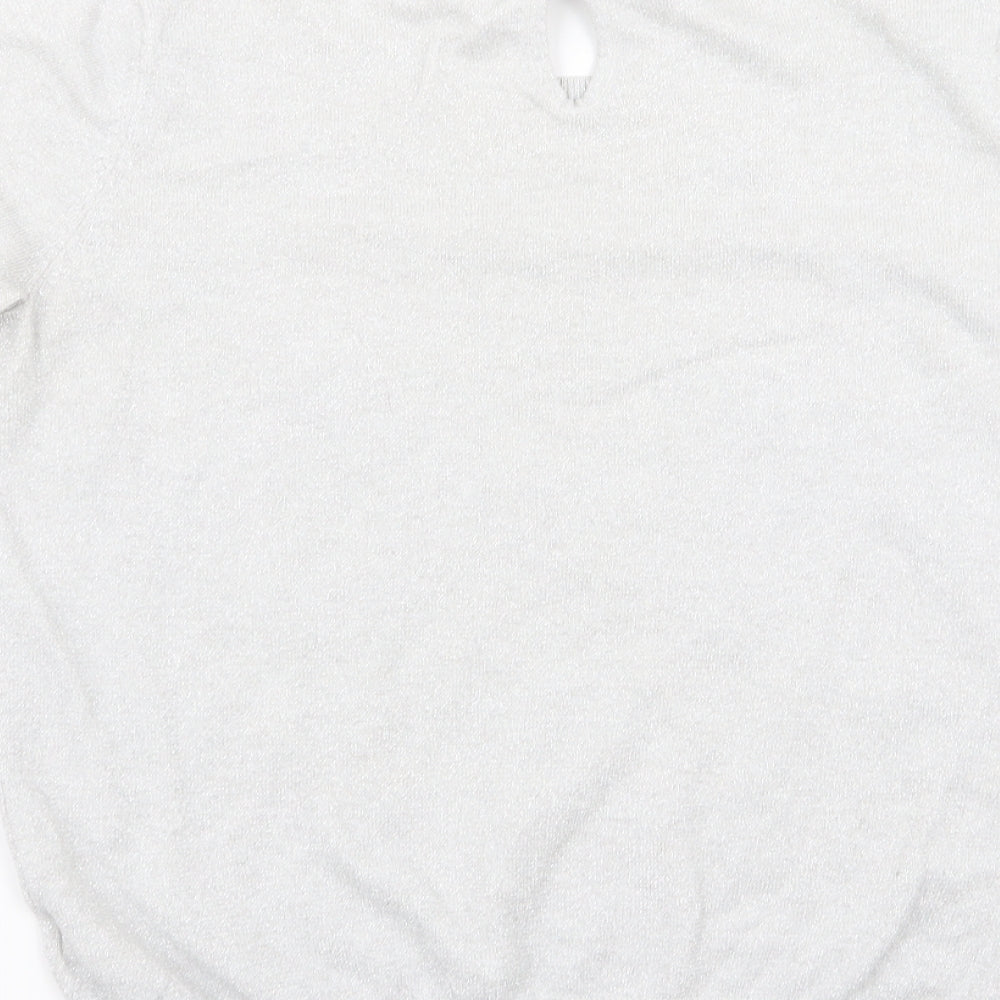 NEXT Womens Silver   Basic T-Shirt Size 12  - Heart Detail