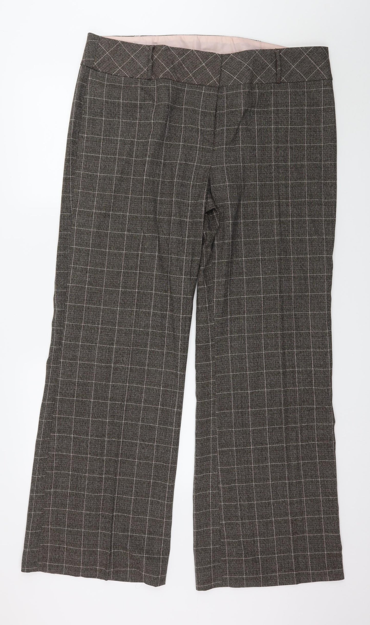 Dorothy Perkins Womens Brown Check  Trousers  Size 20 L32 in