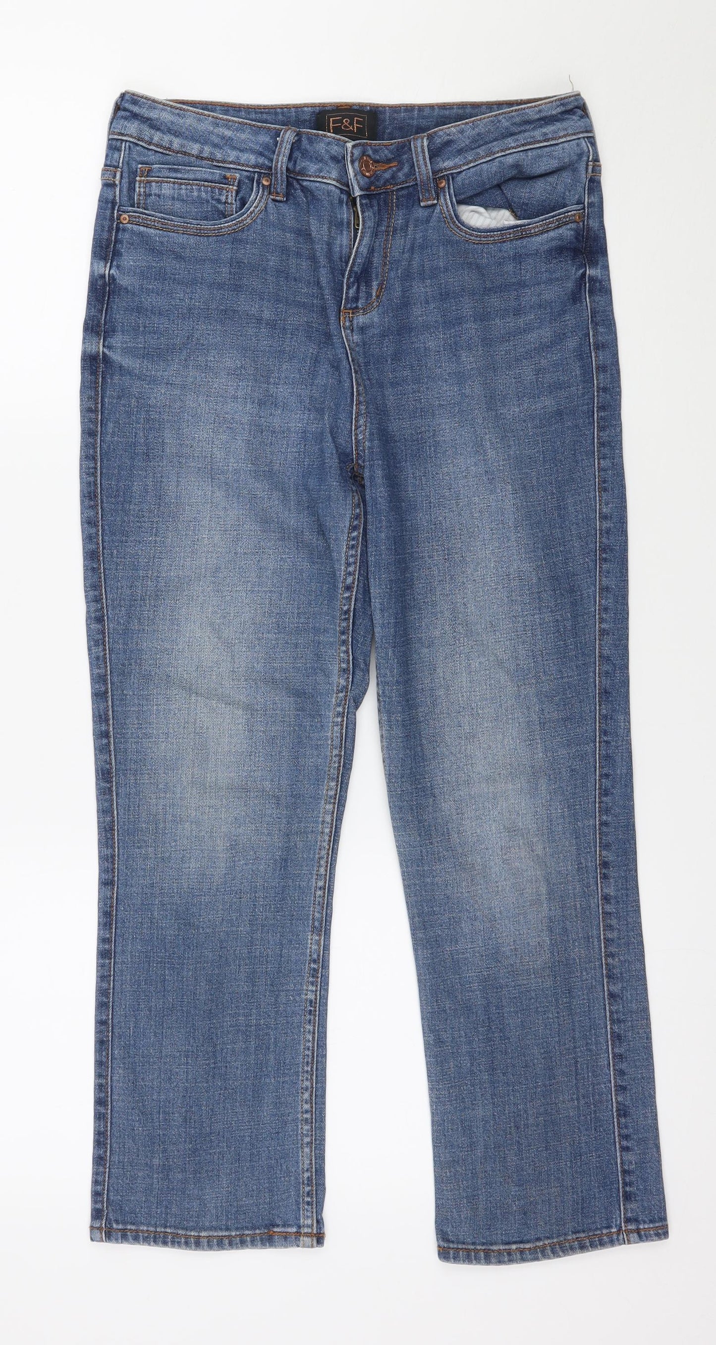 F&F Womens Blue  Denim Straight Jeans Size 8 L24 in