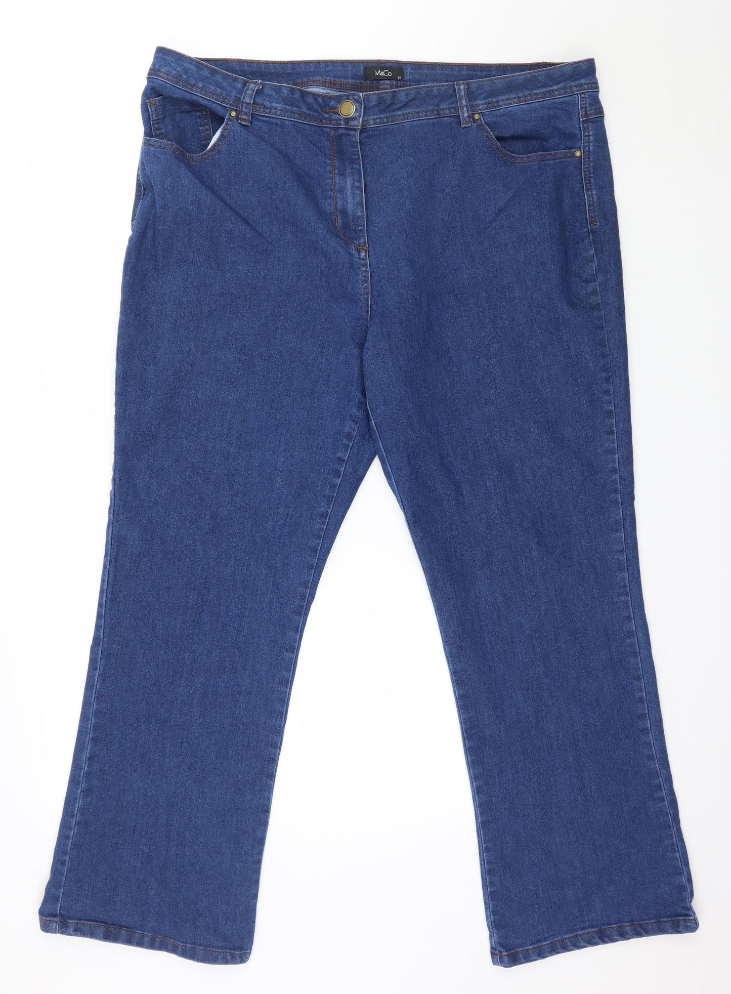 M&Co Womens Blue  Denim Straight Jeans Size 20 L28 in