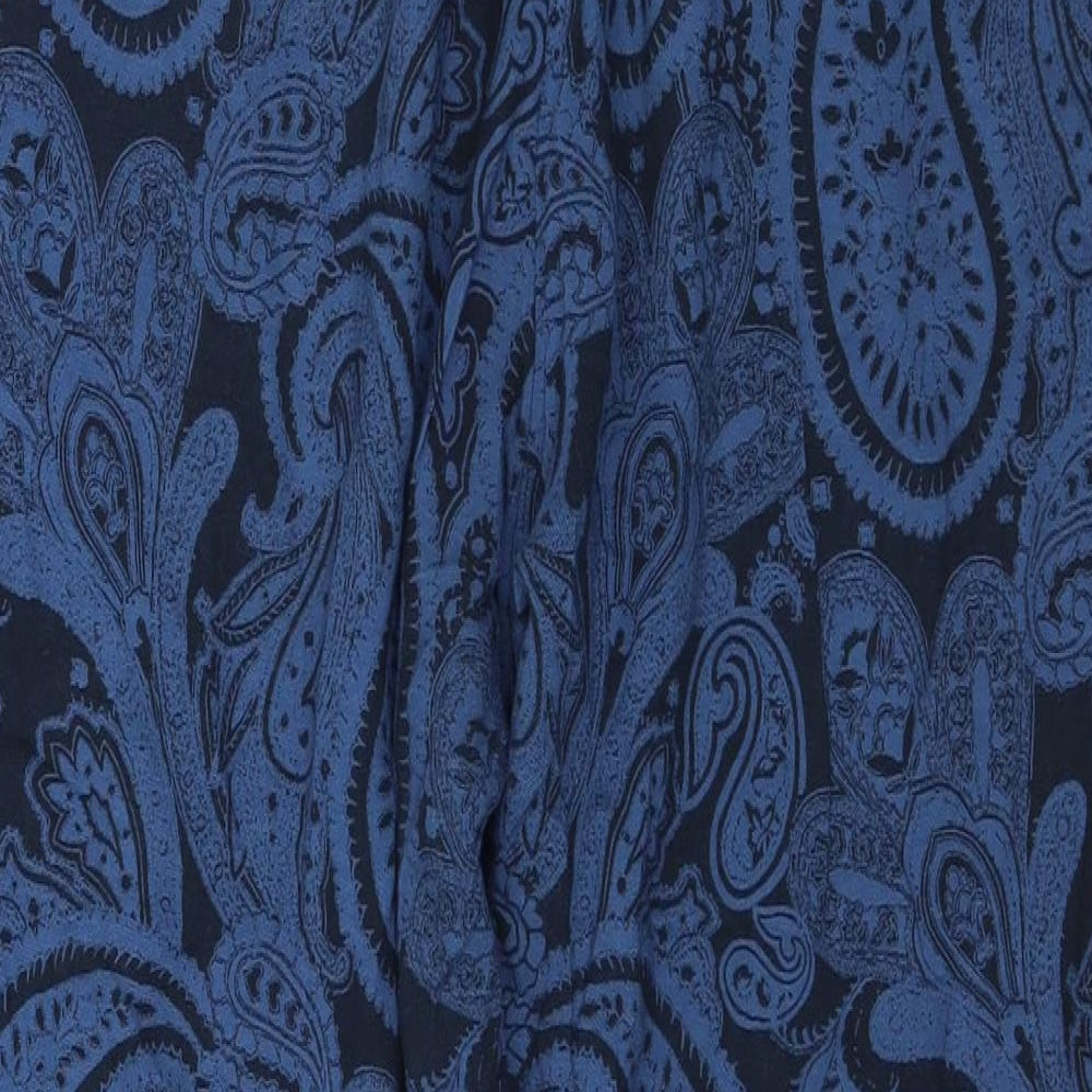 H&M Womens Blue Geometric  Trousers  Size 12 L24 in