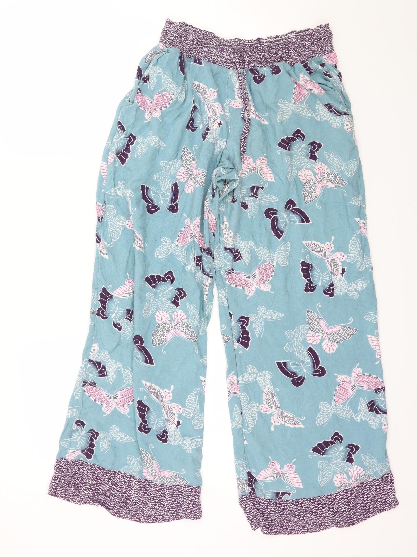 Marks and Spencer Womens Blue Geometric  Capri Pyjama Pants Size 12