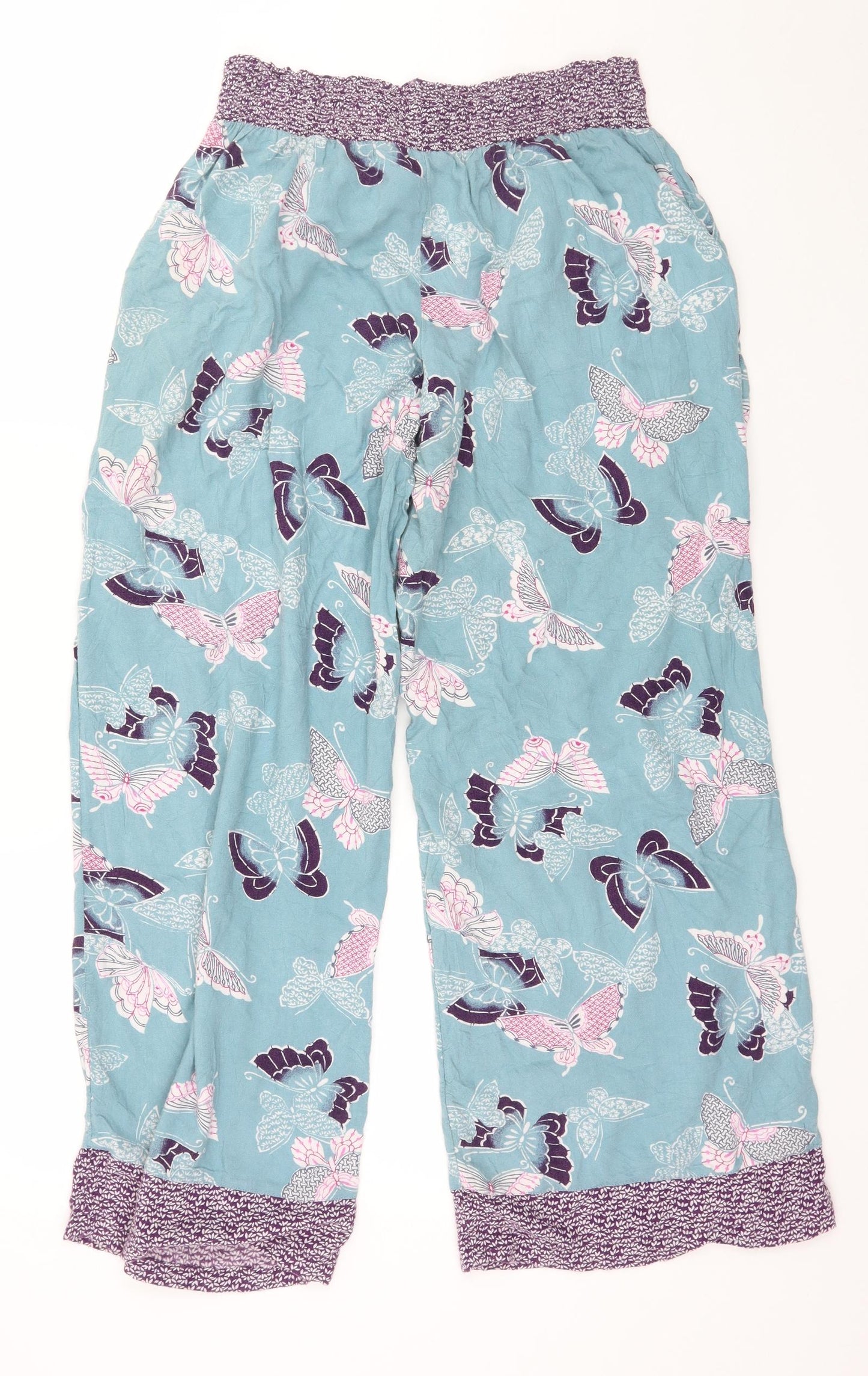 Marks and Spencer Womens Blue Geometric  Capri Pyjama Pants Size 12