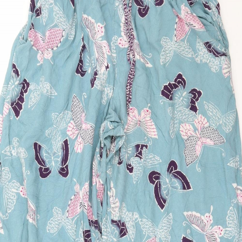 Marks and Spencer Womens Blue Geometric  Capri Pyjama Pants Size 12