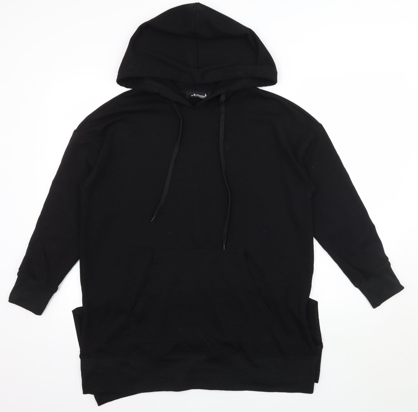 achioowa Womens Black  Jersey Pullover Hoodie Size L