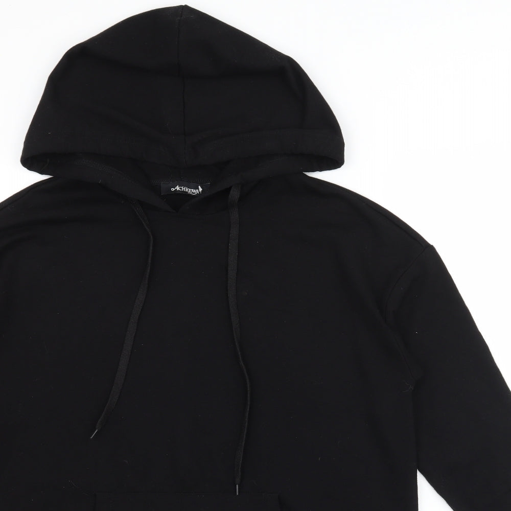 achioowa Womens Black  Jersey Pullover Hoodie Size L