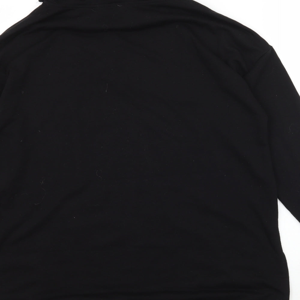 achioowa Womens Black  Jersey Pullover Hoodie Size L