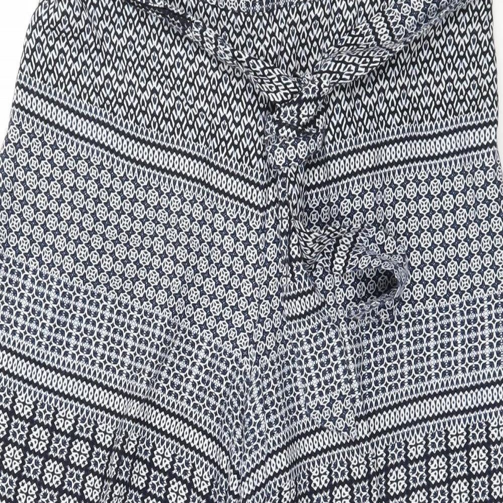 Primark Womens Blue Geometric  Cropped Trousers Size 10 L22 in