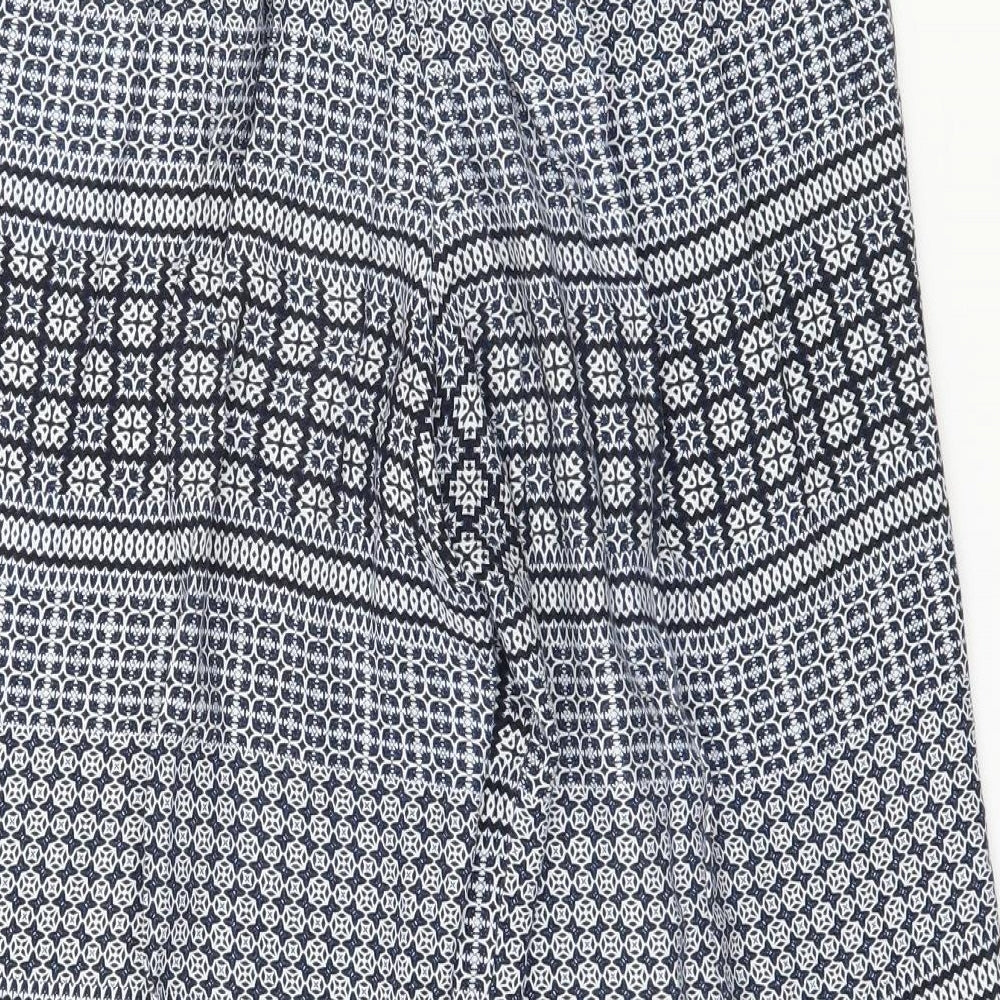 Primark Womens Blue Geometric  Cropped Trousers Size 10 L22 in