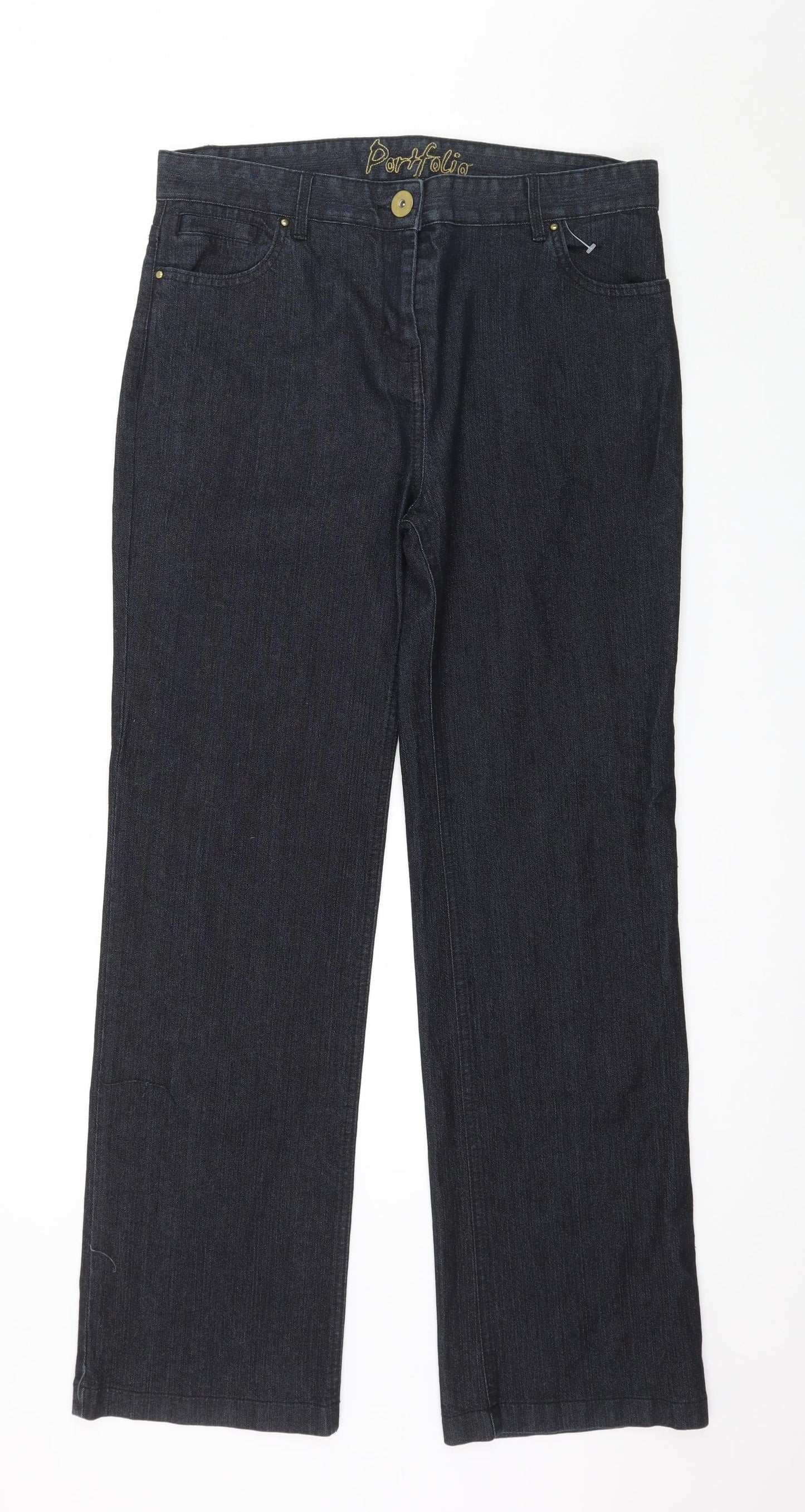 Marks and Spencer Womens Blue  Denim Straight Jeans Size 14 L30 in