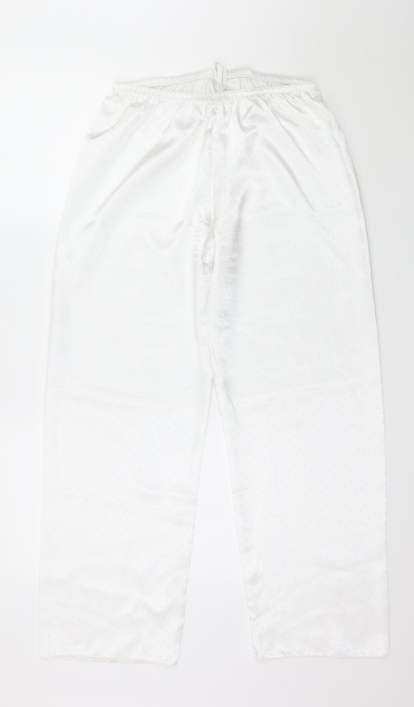 Preworn Womens White Polka Dot Satin Capri Pyjama Pants Size 10