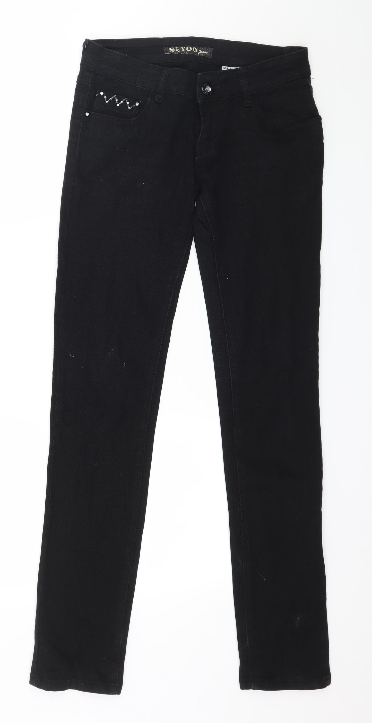 Seyoo Womens Black  Denim Skinny Jeans Size 8 L32 in