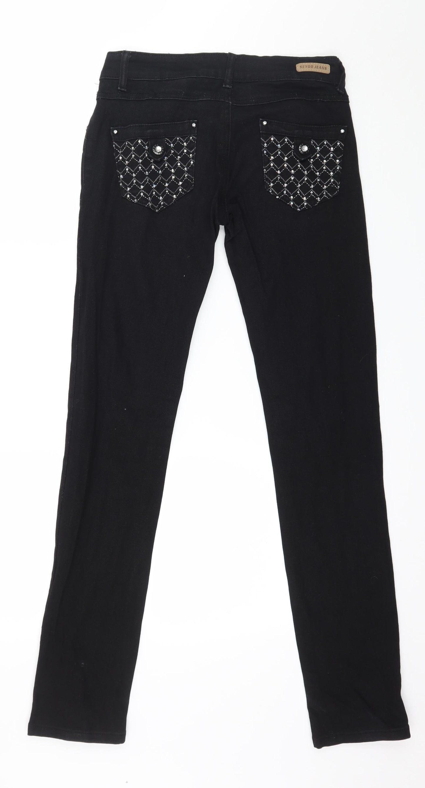 Seyoo Womens Black  Denim Skinny Jeans Size 8 L32 in