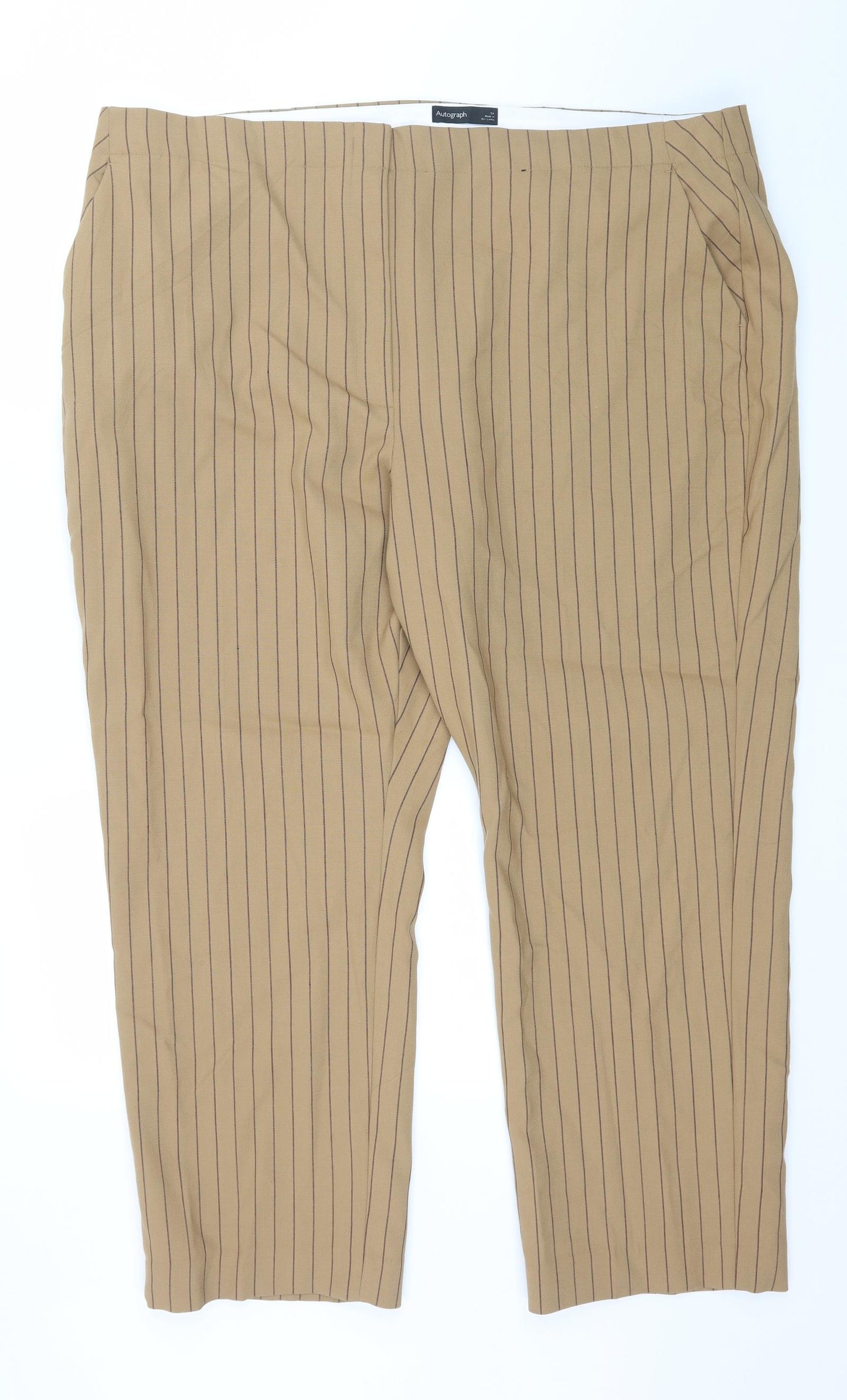 Autograph Womens Brown Striped  Trousers  Size 24 L28 in