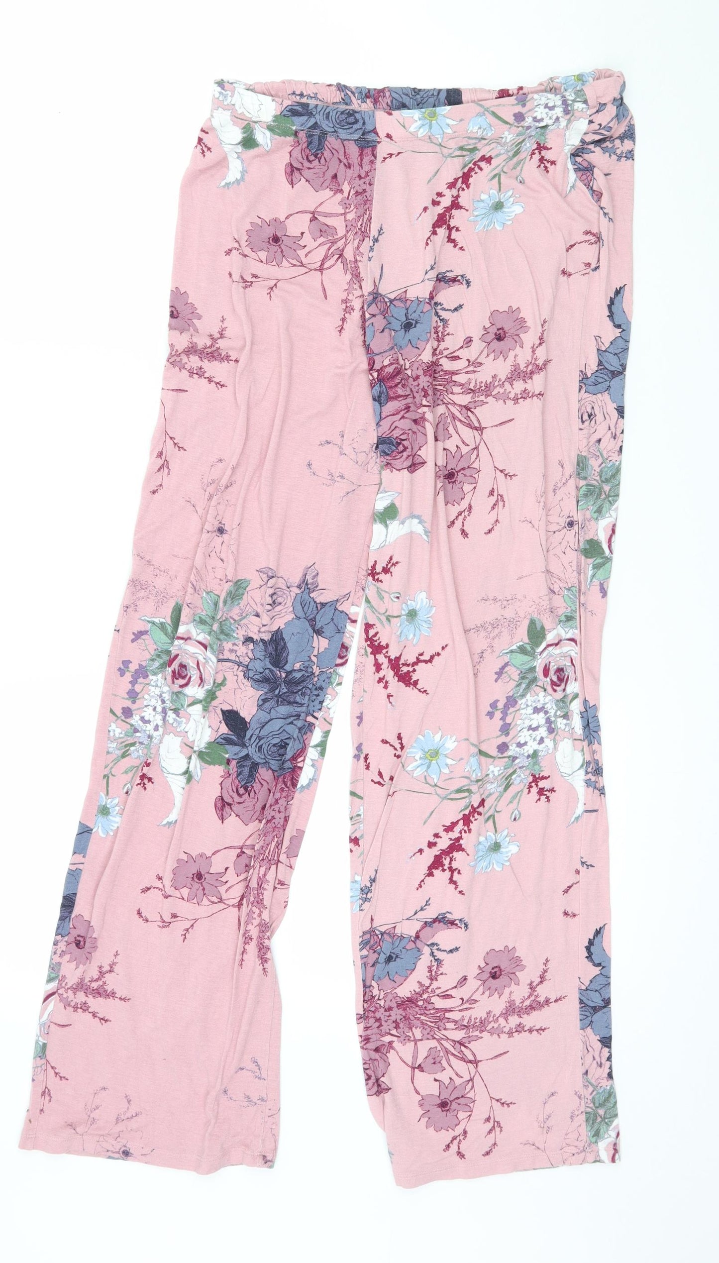 George Womens Pink Floral Jersey Capri Pyjama Pants Size 12