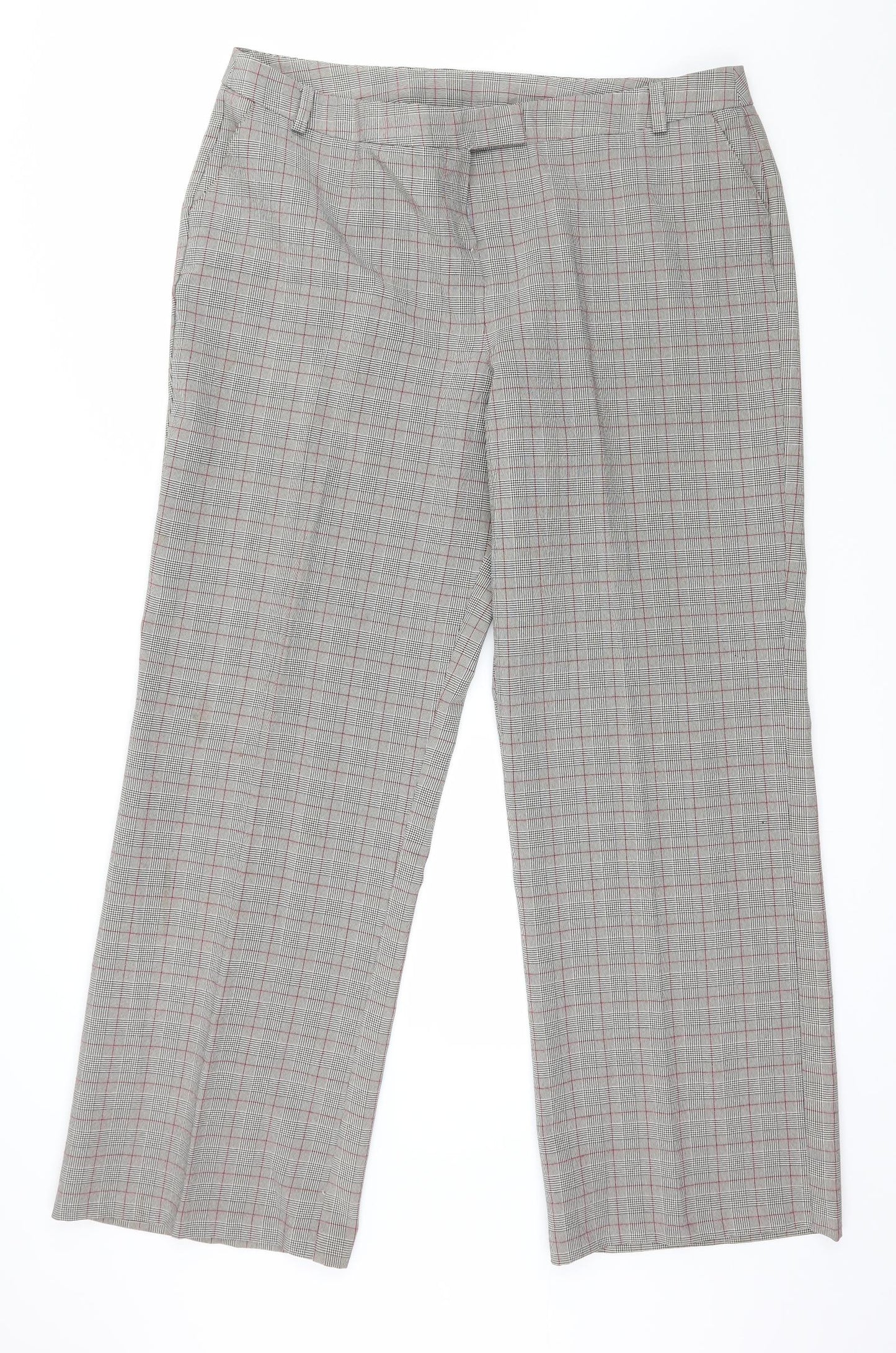Evie Womens Grey Check  Trousers  Size 18 L31 in