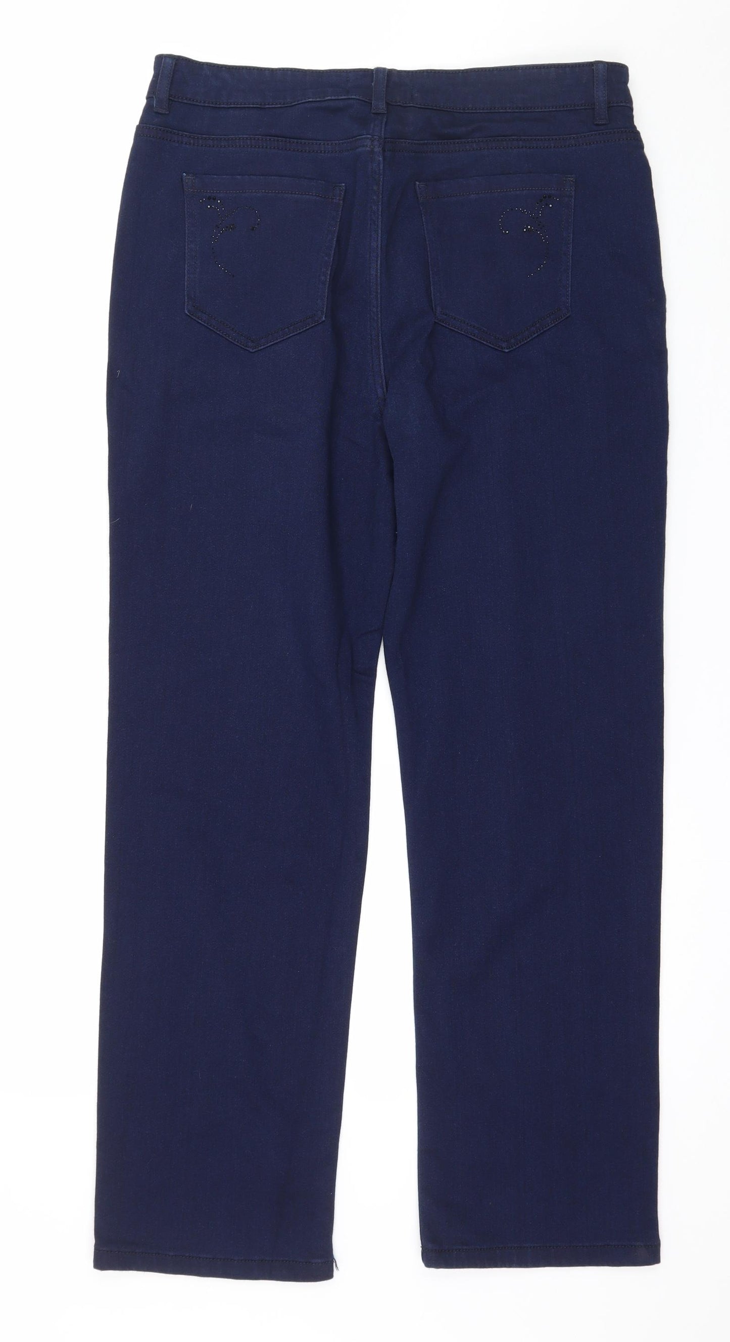 Marks and Spencer Womens Blue  Denim Straight Jeans Size 14 L28 in