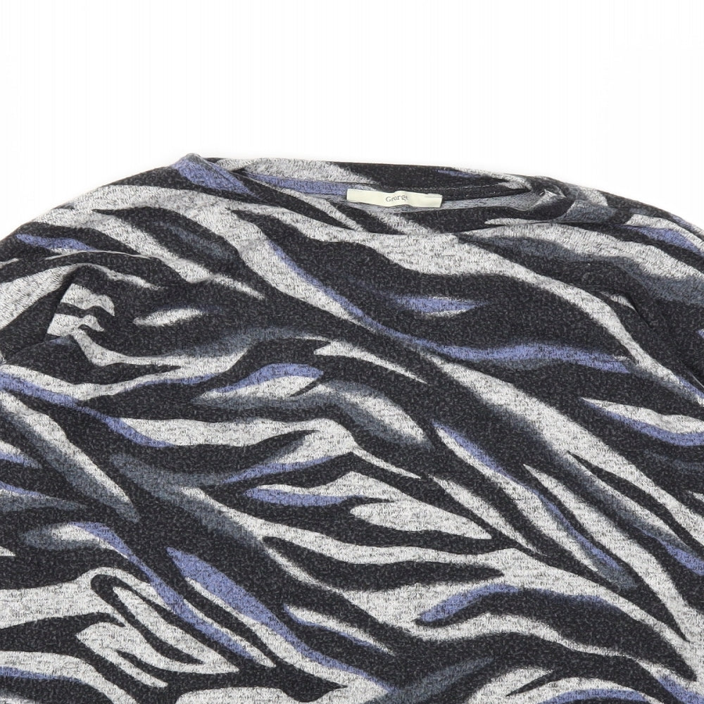 George Womens Black Animal Print  Basic T-Shirt Size M