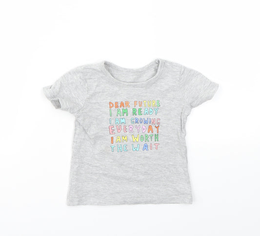 Front view of George boys’ grey basic t-shirt, size 9-12, months