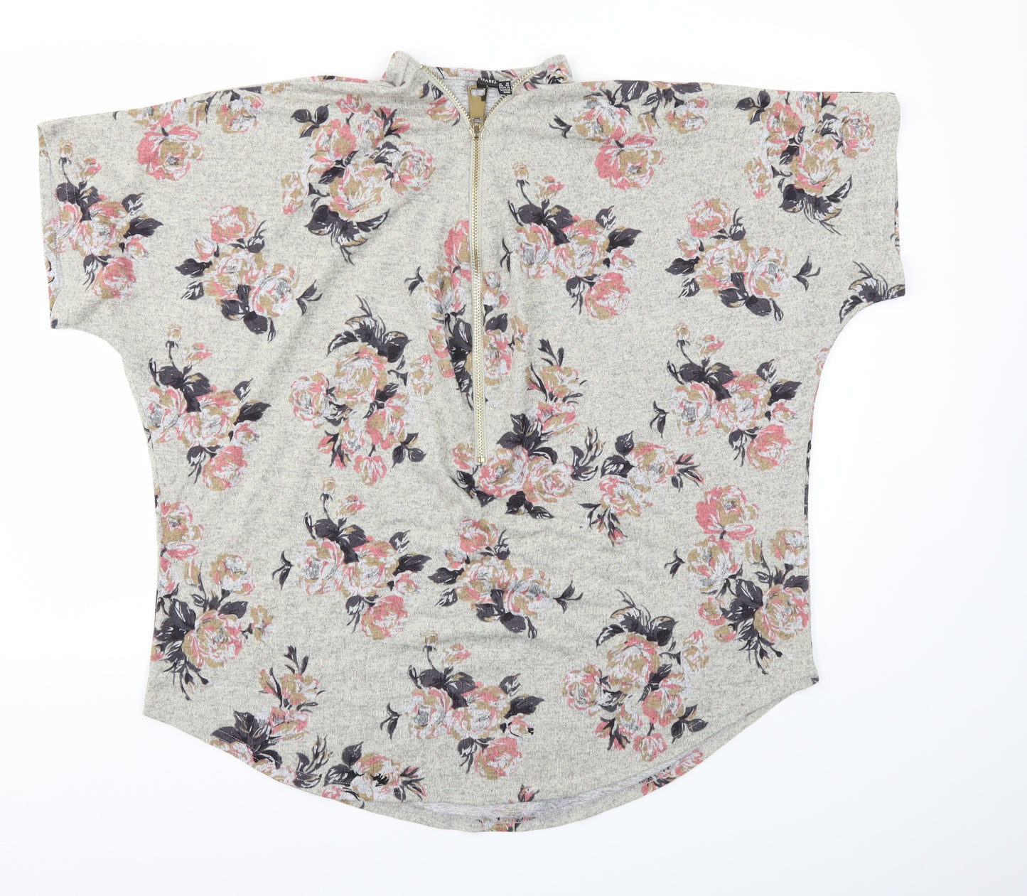 IZ Womens Grey Floral  Basic T-Shirt Size 18