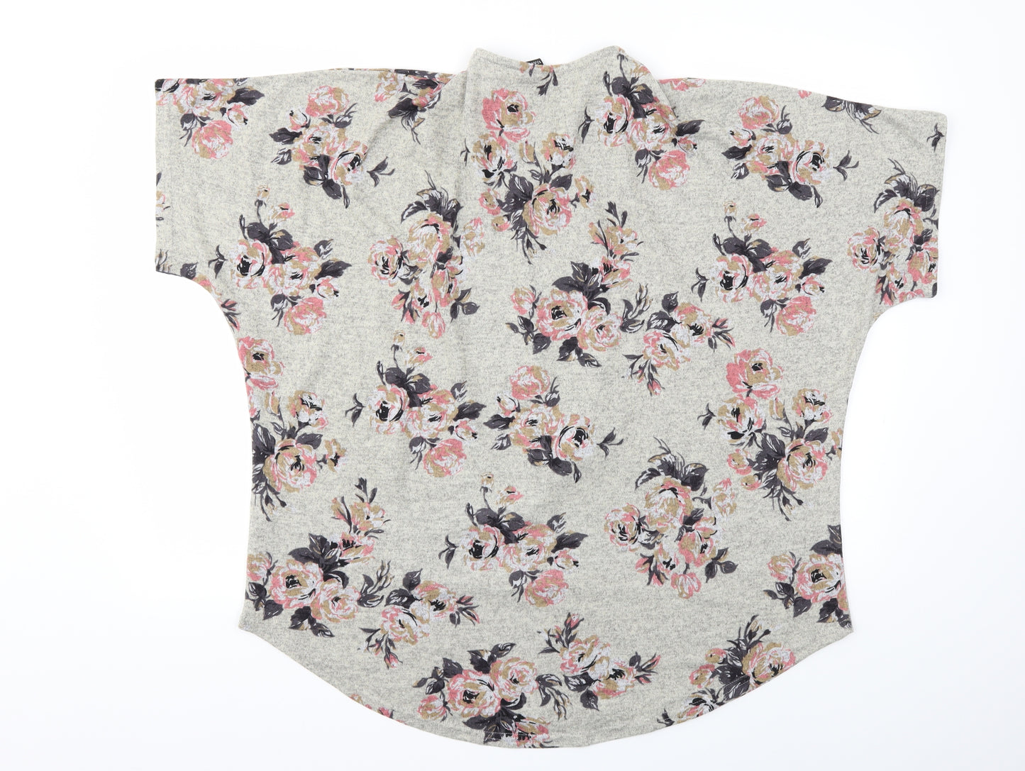 IZ Womens Grey Floral  Basic T-Shirt Size 18