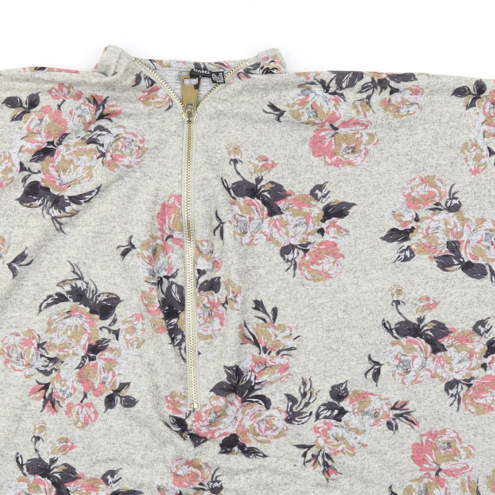 IZ Womens Grey Floral  Basic T-Shirt Size 18