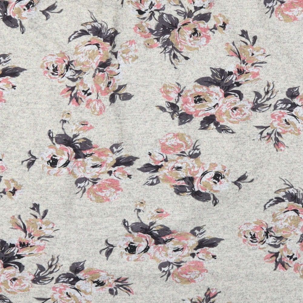 IZ Womens Grey Floral  Basic T-Shirt Size 18