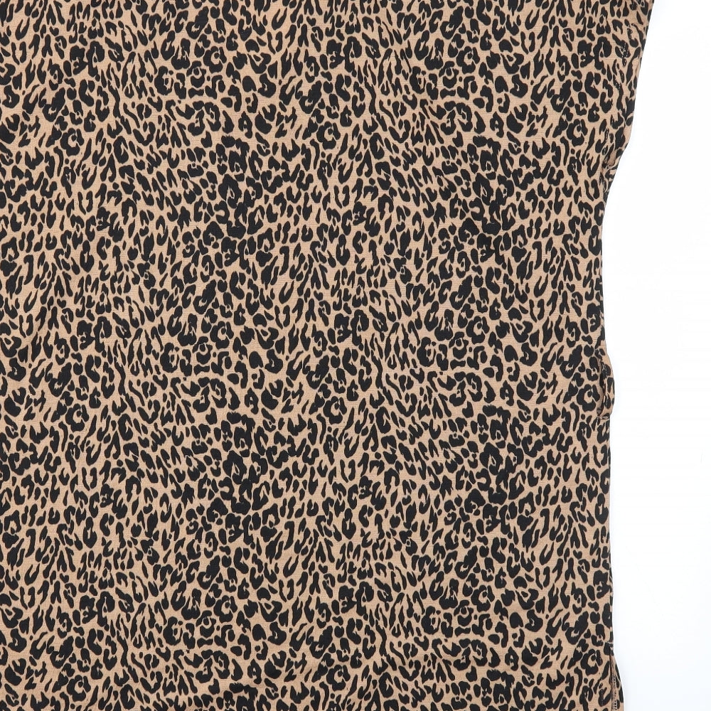 F&F Womens Brown Animal Print  Basic T-Shirt Size 14