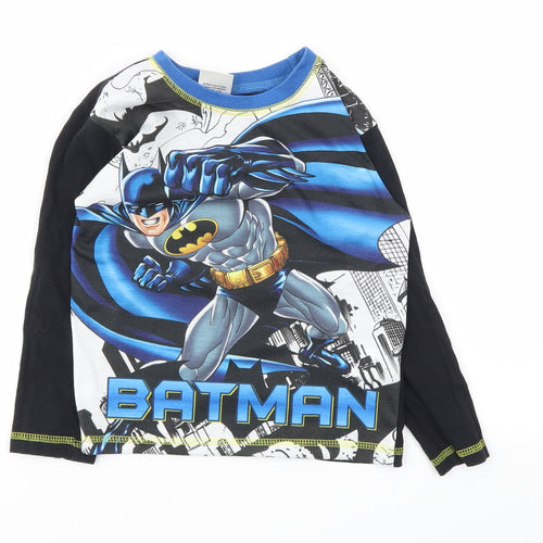 Preworn Boys Black Geometric   Pyjama Top Size 4-5 Years