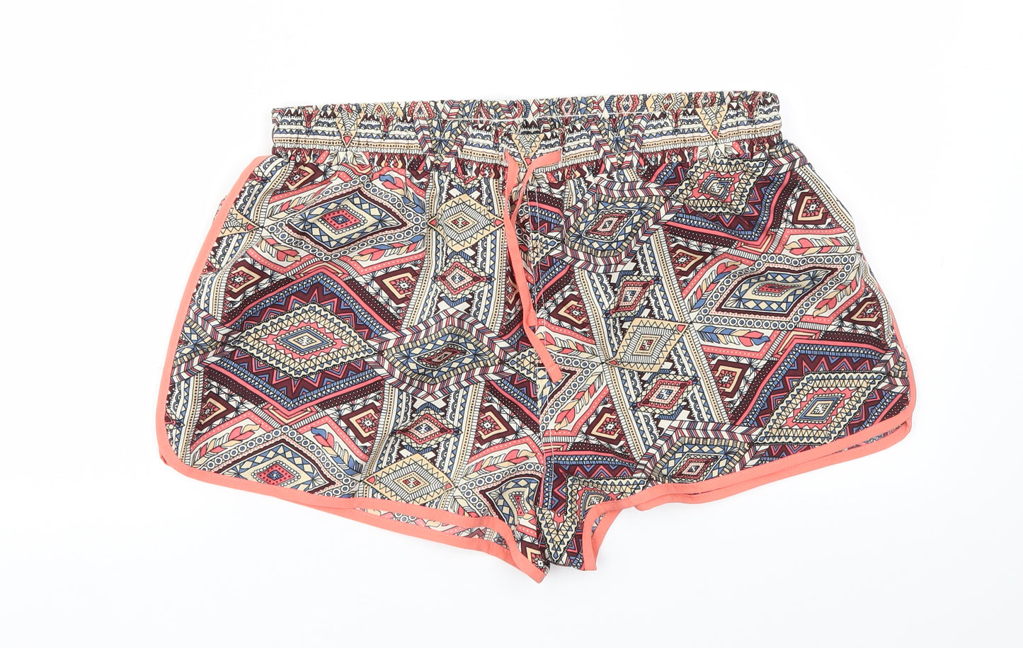 DENIM &CO Womens Multicoloured Argyle/Diamond  Cut-Off Shorts Size 12 - Stretch waistband