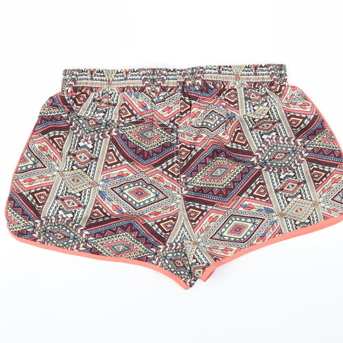 DENIM &CO Womens Multicoloured Argyle/Diamond  Cut-Off Shorts Size 12 - Stretch waistband