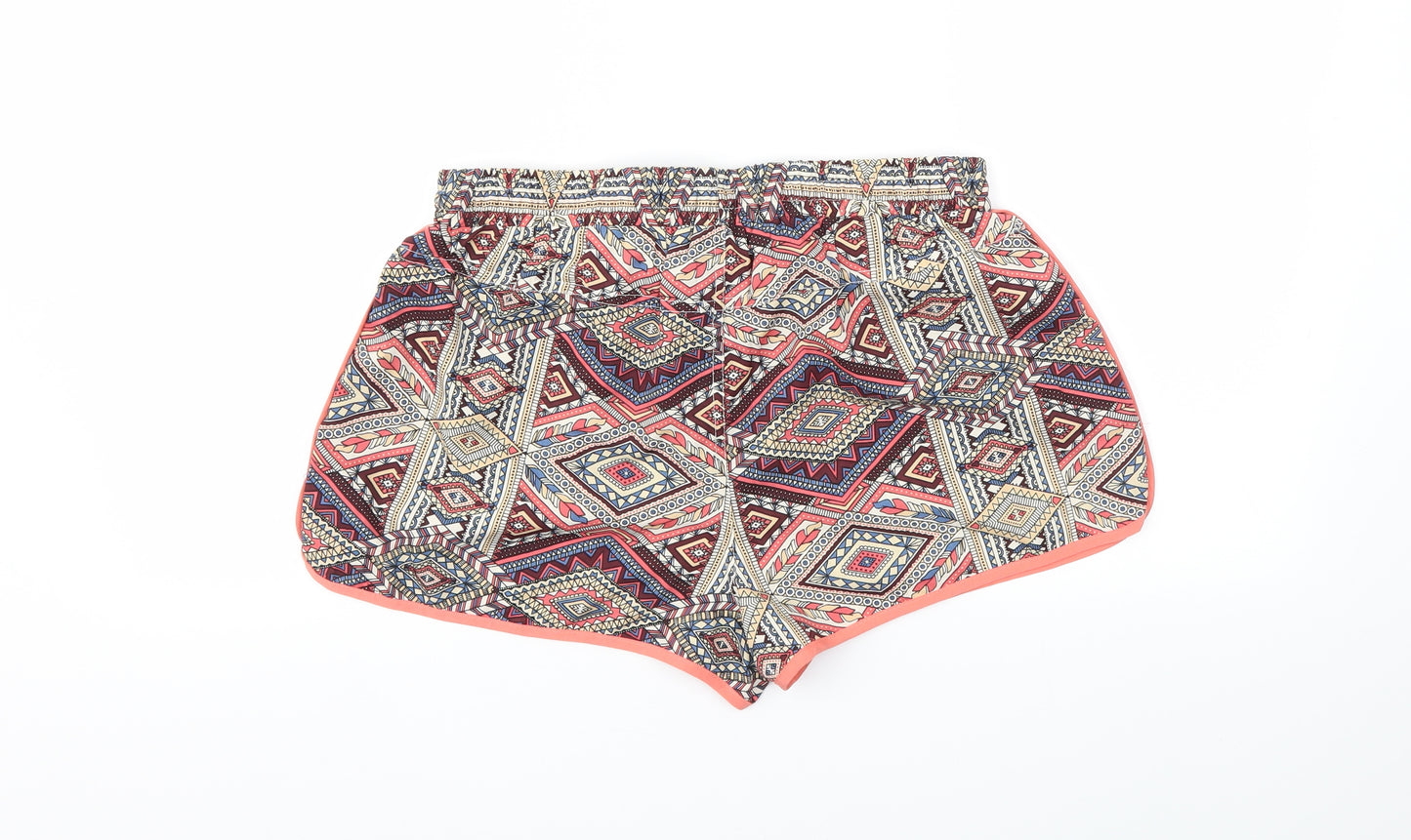 DENIM &CO Womens Multicoloured Argyle/Diamond  Cut-Off Shorts Size 12 - Stretch waistband