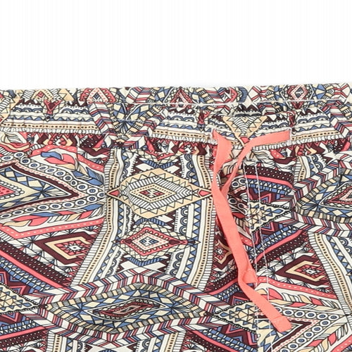 DENIM &CO Womens Multicoloured Argyle/Diamond  Cut-Off Shorts Size 12 - Stretch waistband