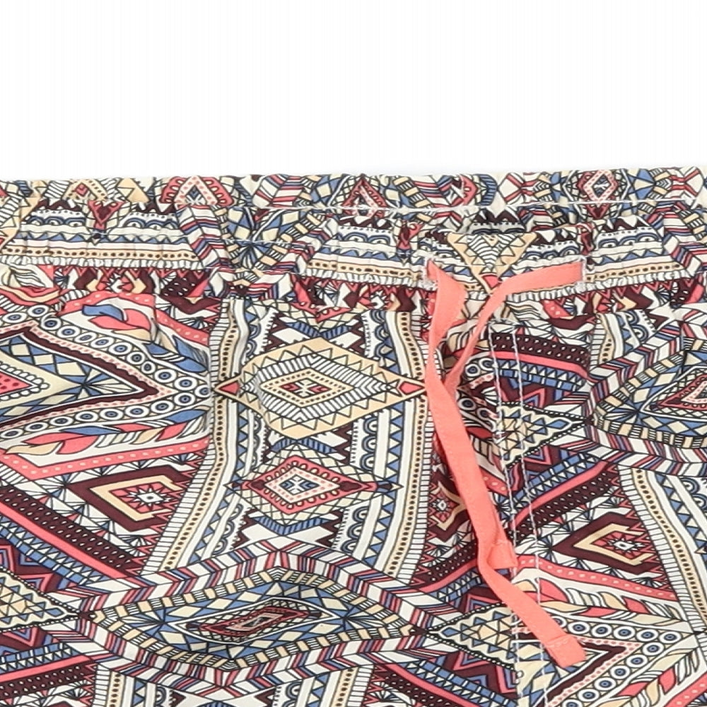 DENIM &CO Womens Multicoloured Argyle/Diamond  Cut-Off Shorts Size 12 - Stretch waistband
