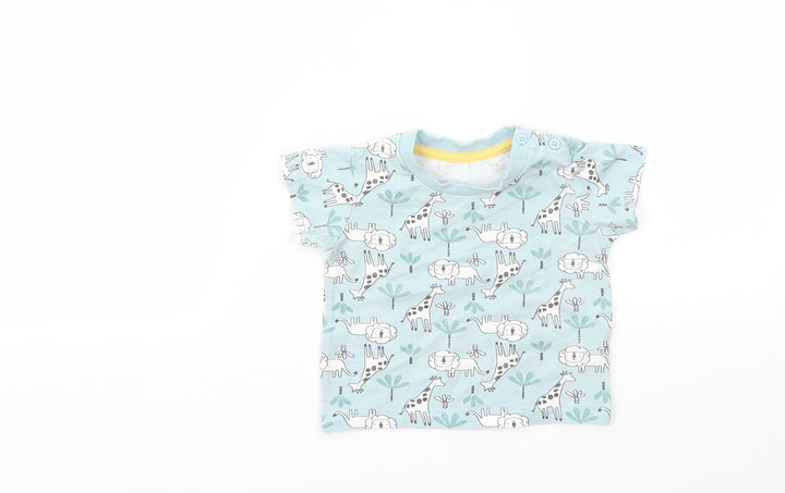 Matalan Girls Blue Animal Print  Basic T-Shirt Size 3-6 Months