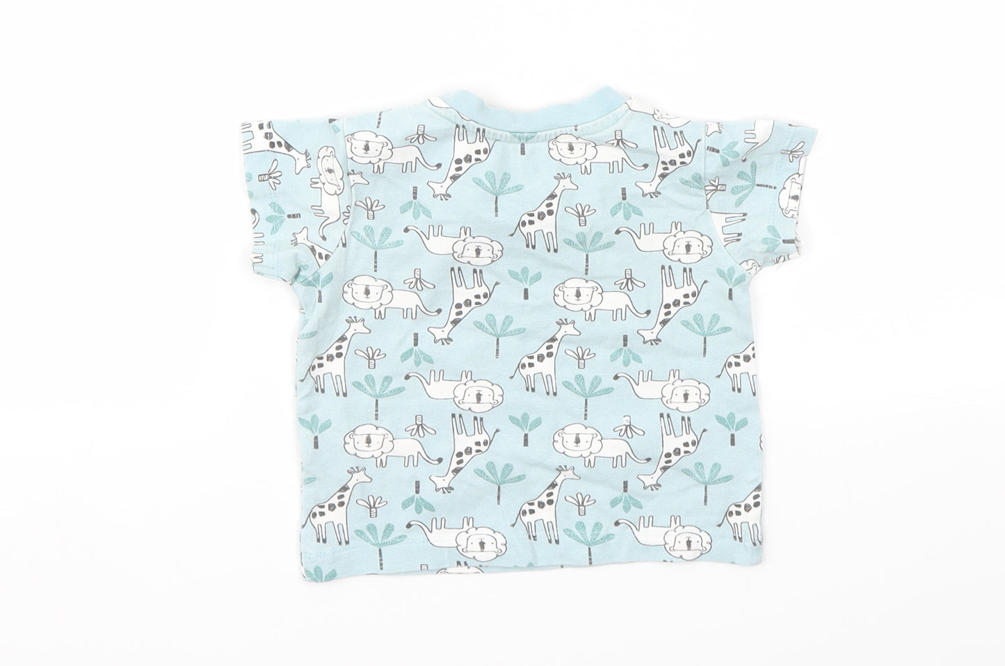 Matalan Girls Blue Animal Print  Basic T-Shirt Size 3-6 Months