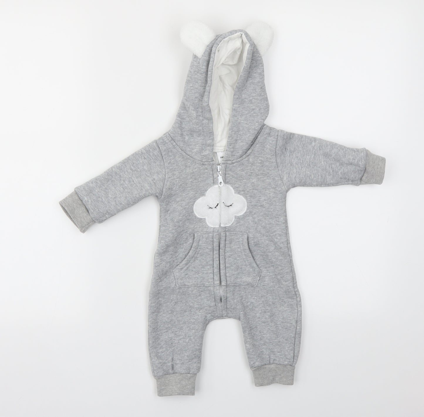 Preworn Baby Grey Animal Print  Babygrow One-Piece Size Newborn