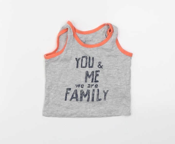 Primark Boys Grey Animal Print Basic T-Shirt Size 6-9 Months