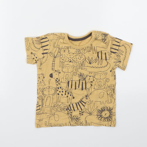 George Boys Yellow Animal Print  Basic T-Shirt Size 6-9 Months