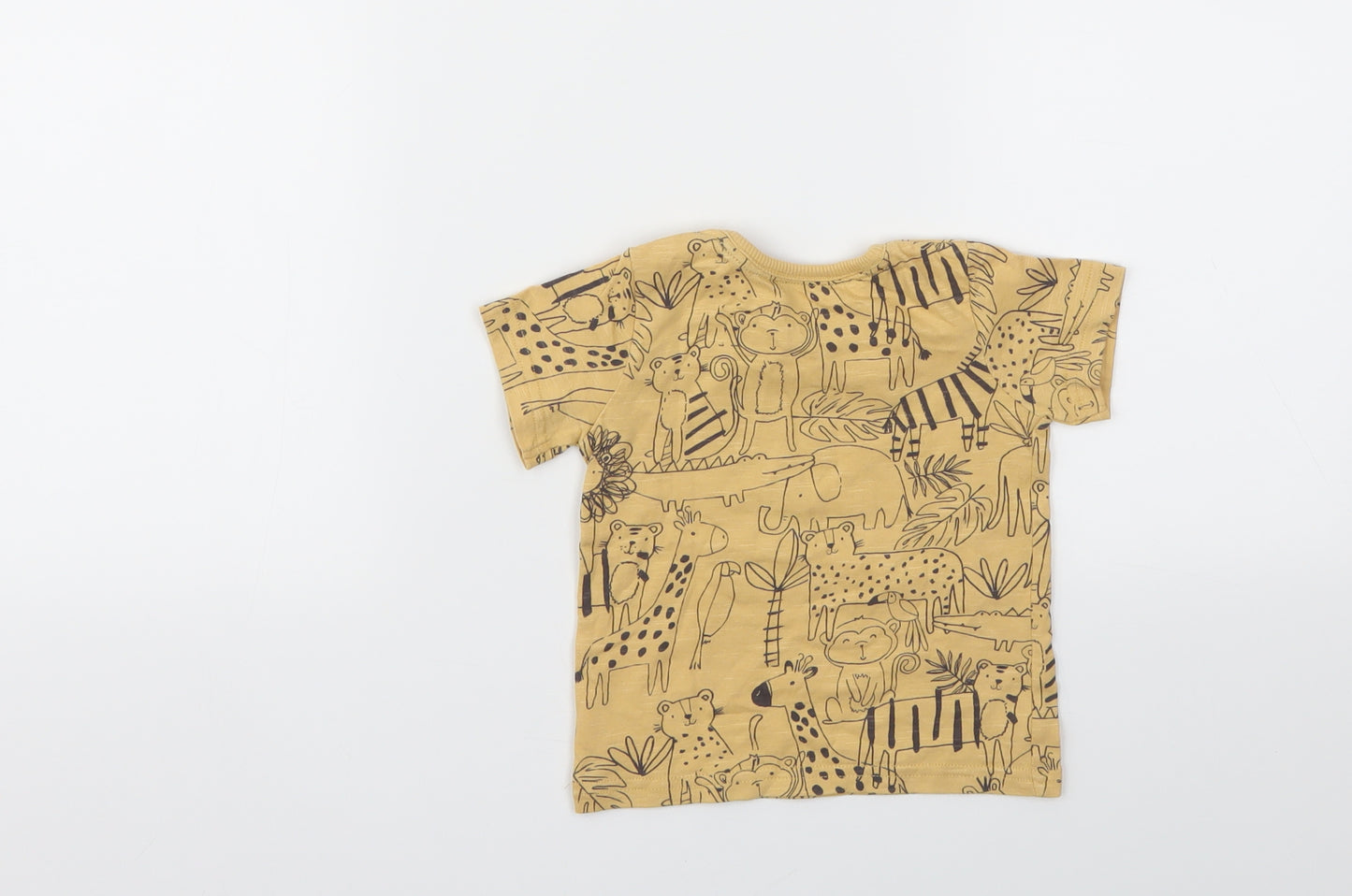 George Boys Yellow Animal Print  Basic T-Shirt Size 6-9 Months