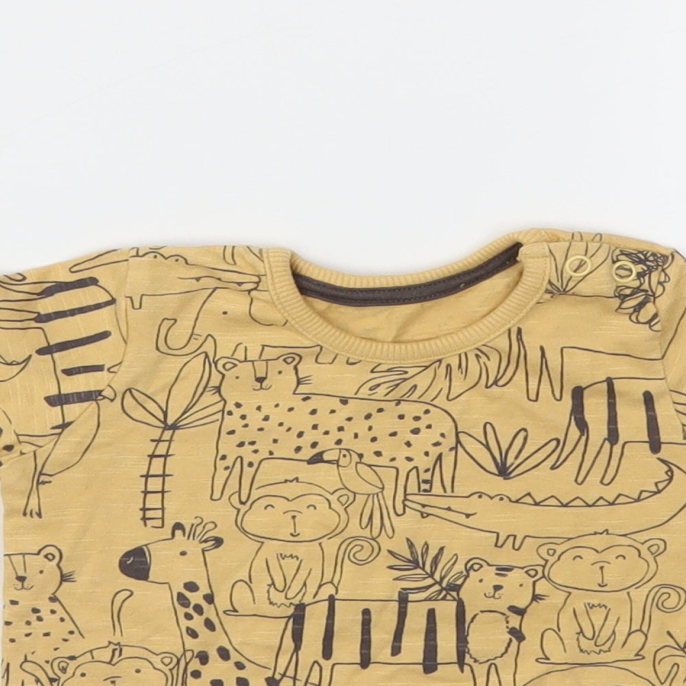 George Boys Yellow Animal Print  Basic T-Shirt Size 6-9 Months