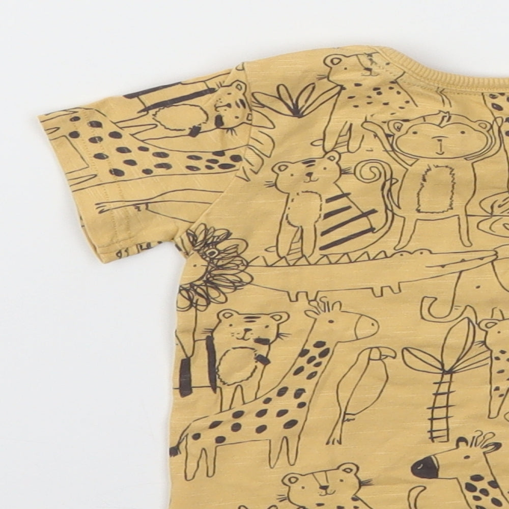 George Boys Yellow Animal Print  Basic T-Shirt Size 6-9 Months
