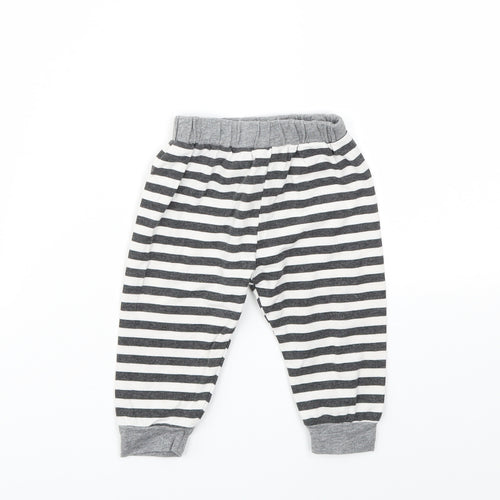 Preworn Boys Black Striped  Capri Leggings Size 3-6 Months