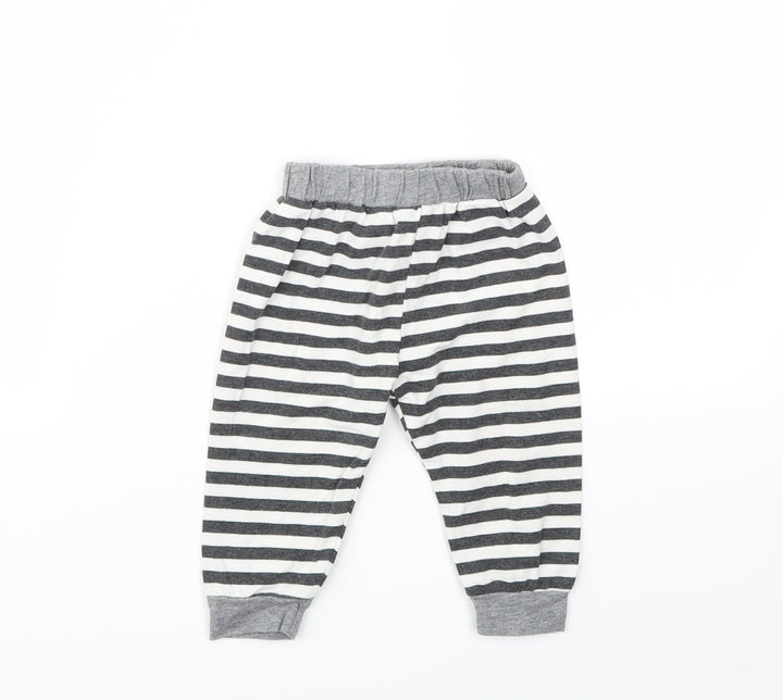 Preworn Boys Black Striped Capri Leggings Size 3-6 Months