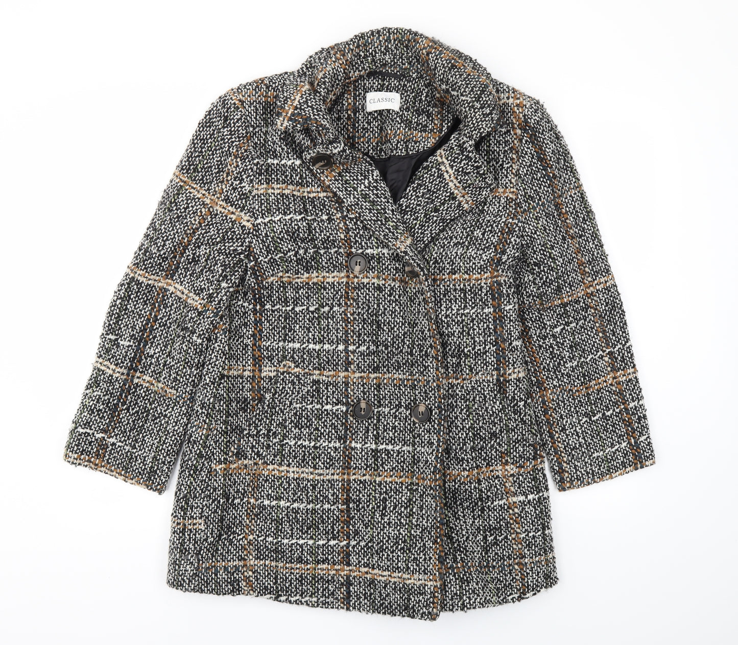 M&S Womens Grey Check  Jacket Coat Size 10