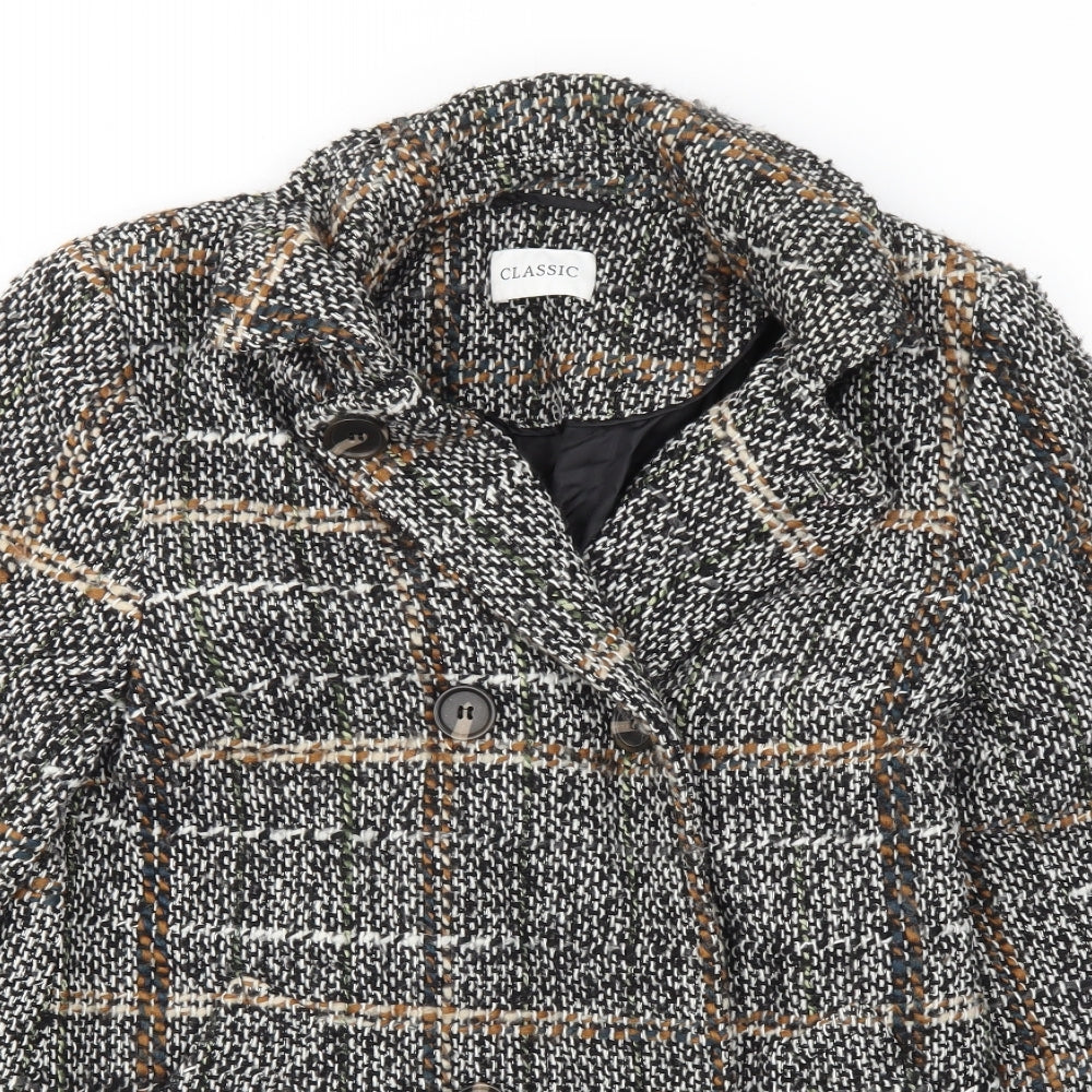 M&S Womens Grey Check  Jacket Coat Size 10