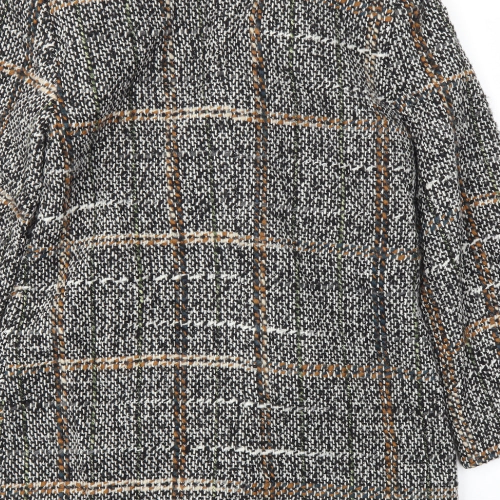 M&S Womens Grey Check  Jacket Coat Size 10
