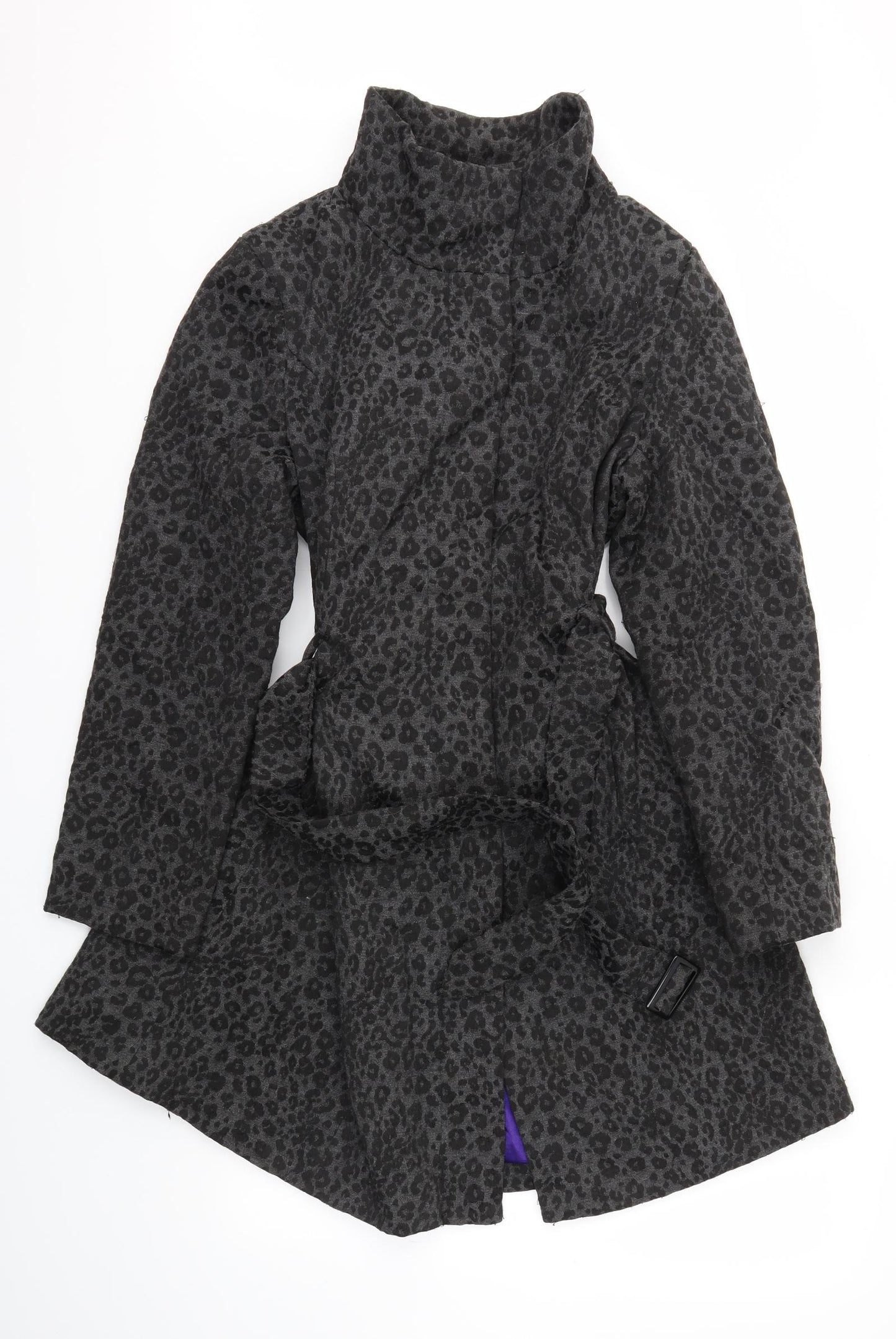 M&S Womens Black Animal Print  Jacket Coat Size 14