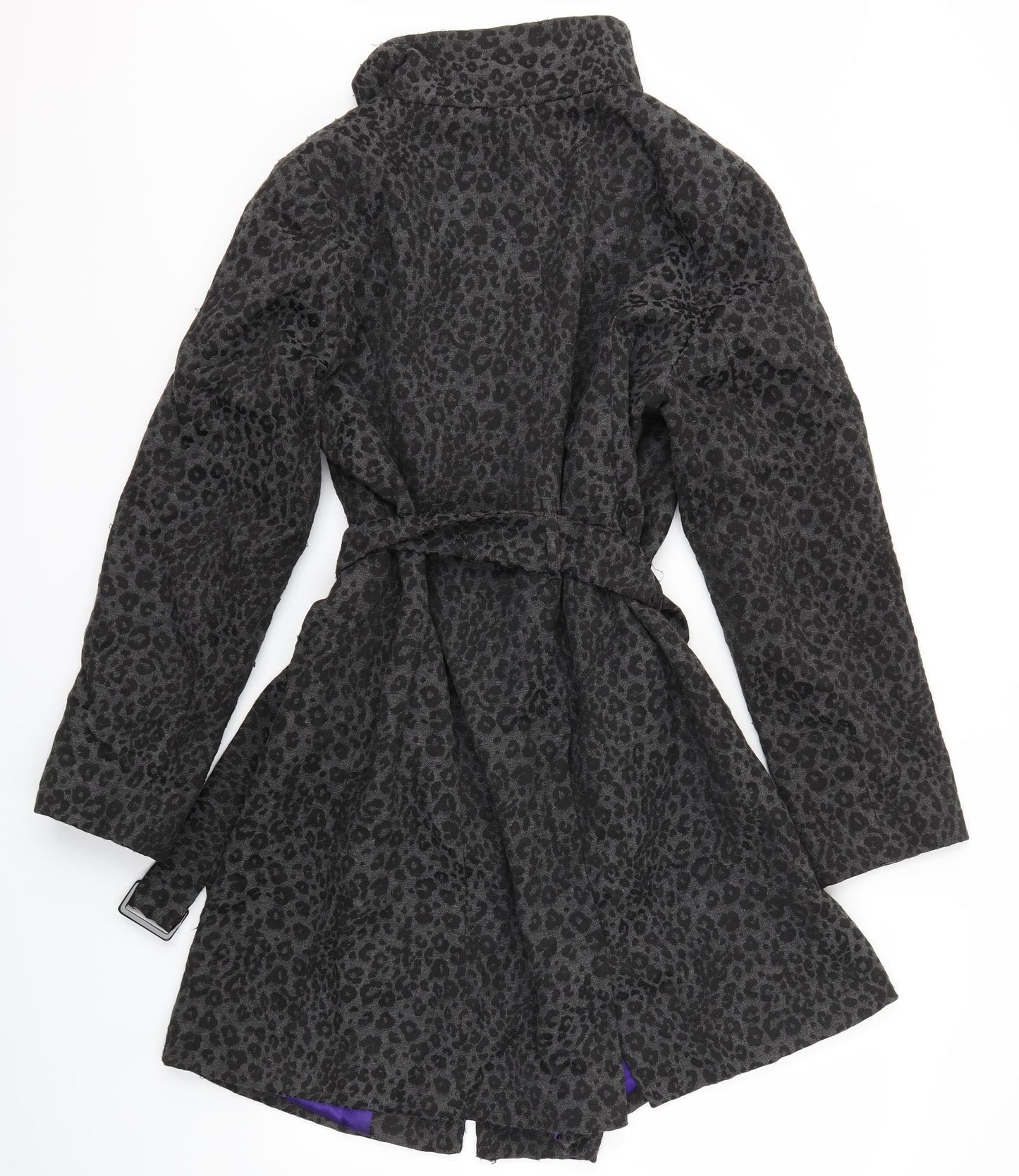 M&S Womens Black Animal Print  Jacket Coat Size 14